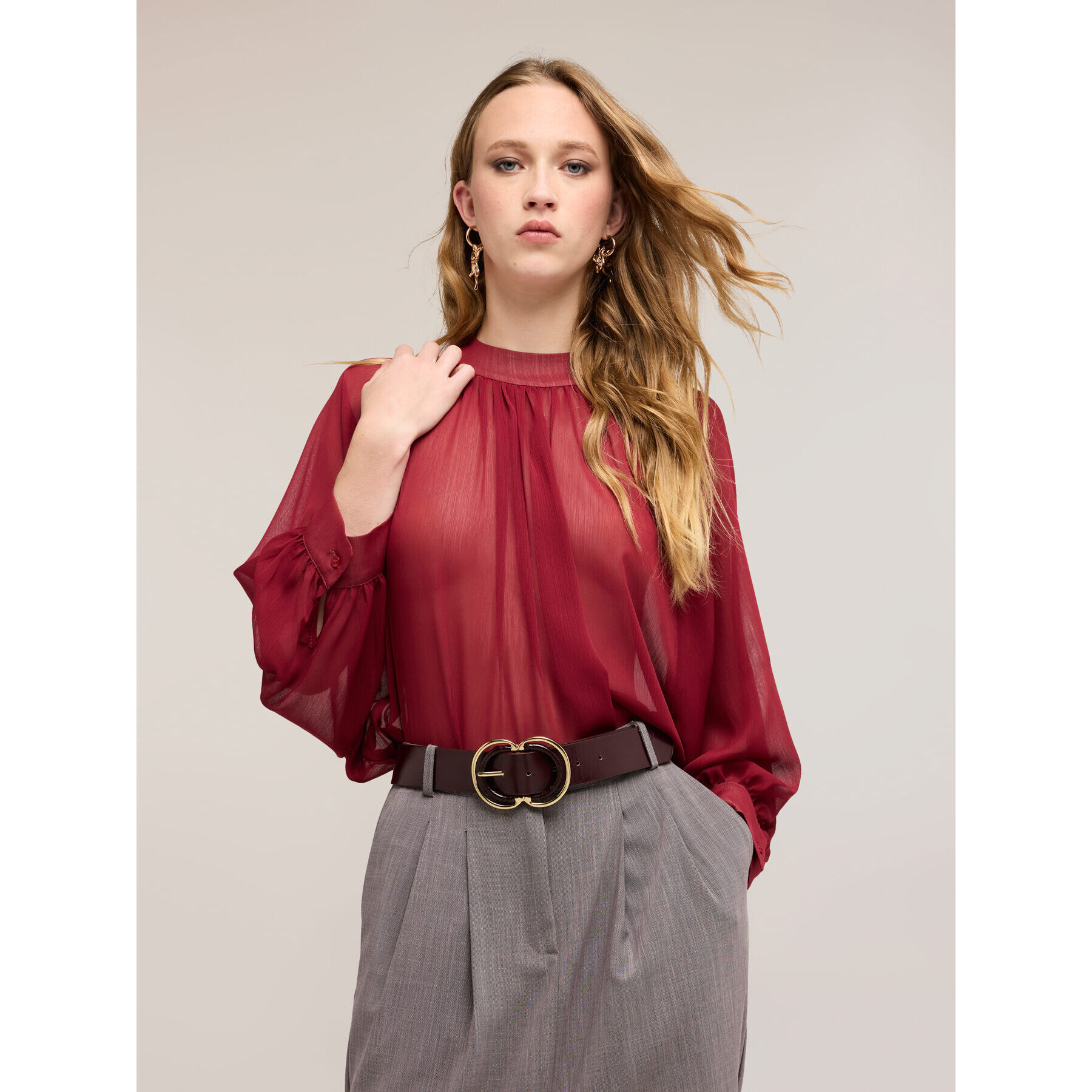 Motivi - Blusa in georgette - Bordeaux