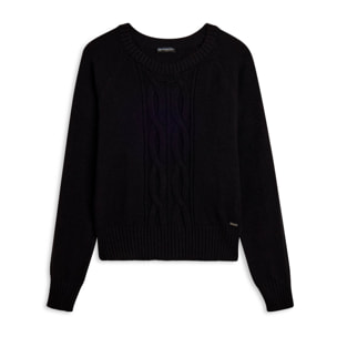 Maglia girocollo in tricot con trecce verticali