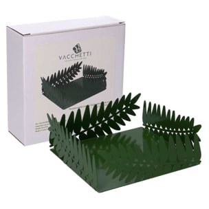 Portatovaglioli in metallo foglia d'alloro verde scuro rettangolare cm16,5x16,5h6,5
