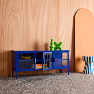 Meuble TV industriel métal et verre trempé 3 portes 120cm ARKANSAS