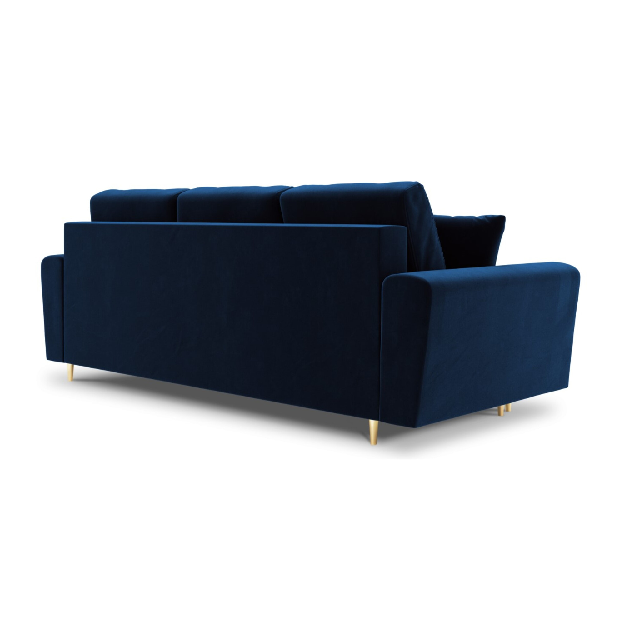 Canapé convertible avec coffre de rangement "Kyoto" 3 places en velours bleu roi