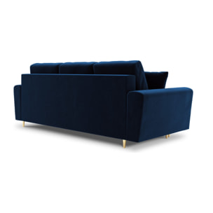 Canapé convertible avec coffre de rangement "Kyoto" 3 places en velours bleu roi