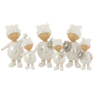 J-Line figurine Enfant Hiver - polyrésine - blanc/argent - large - 3 pcs