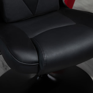 Fauteuil gaming base ronde métal pivotant hauteur réglable coussins noir