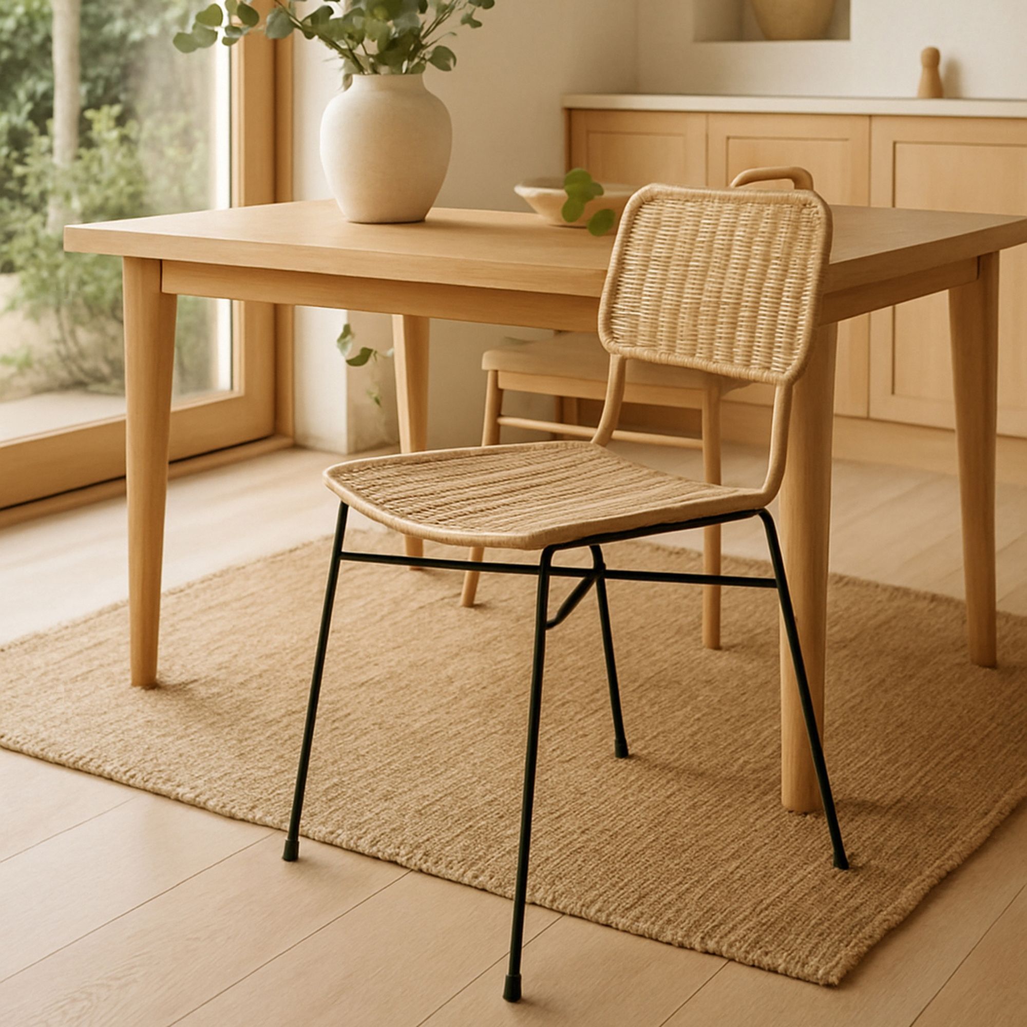 Lot de 2 chaises en rotin et pieds en métal SUZIE