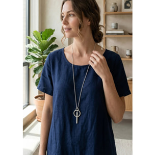 Collar largo en plata colgante "Pit"