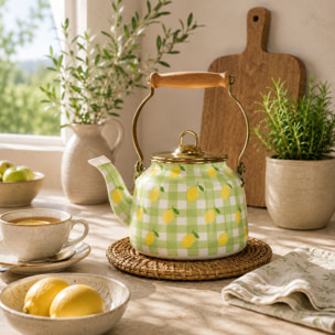 Bouilloire 2,5L en acier émaillé avec motif citron - tous feux VICHY