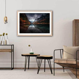 Affiche lacs en Autriche Affiche + cadre en bois - Chêne