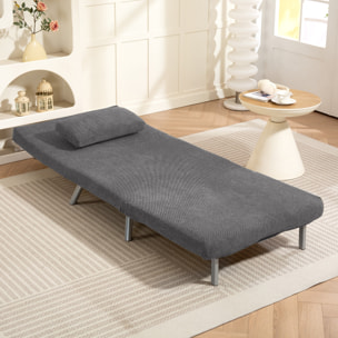 Sofá Cama de 1 Plazas 3 en 1 Sillón Cama Plegable Tapizado en Chenilla con Respaldo Ajustable de 5 Niveles y Almohada Acolchada para Oficina Dormitorio Salón 80x75x83 cm Negro
