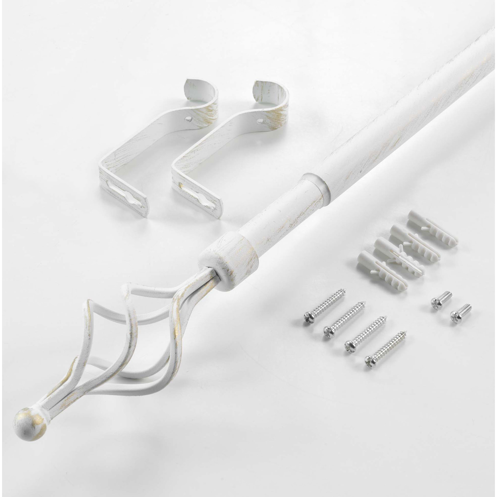 Tringle extensible en kit patiné - Blanc