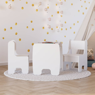 Set Timi Tavolo per Bambini con Due Sedie in Legno Bianco