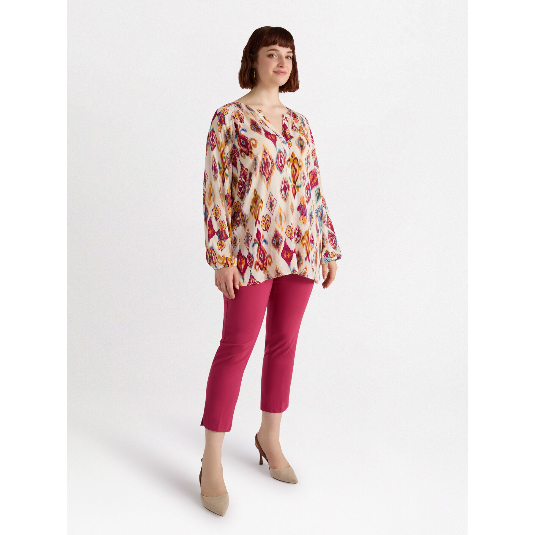 Fiorella Rubino - Blusa con estampado ikat - Beige