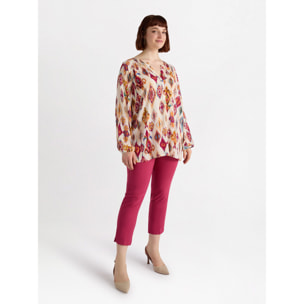 Fiorella Rubino - Blusa con estampado ikat - Beige