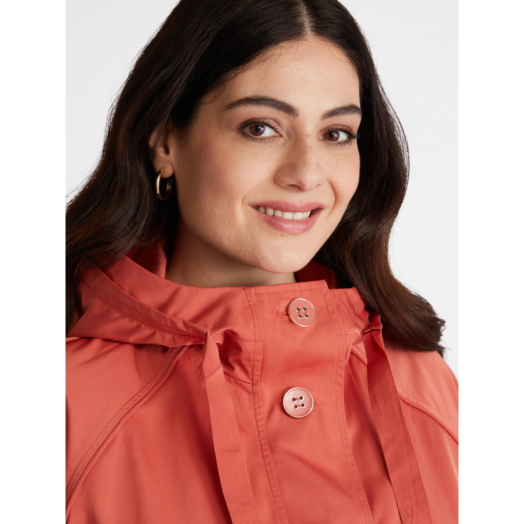 Fiorella Rubino - Parka color papaya - Naranja sol
