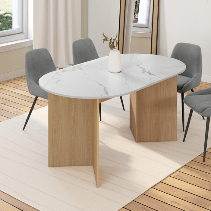 Table à manger extensible Gabin 160-200cm effet marbre