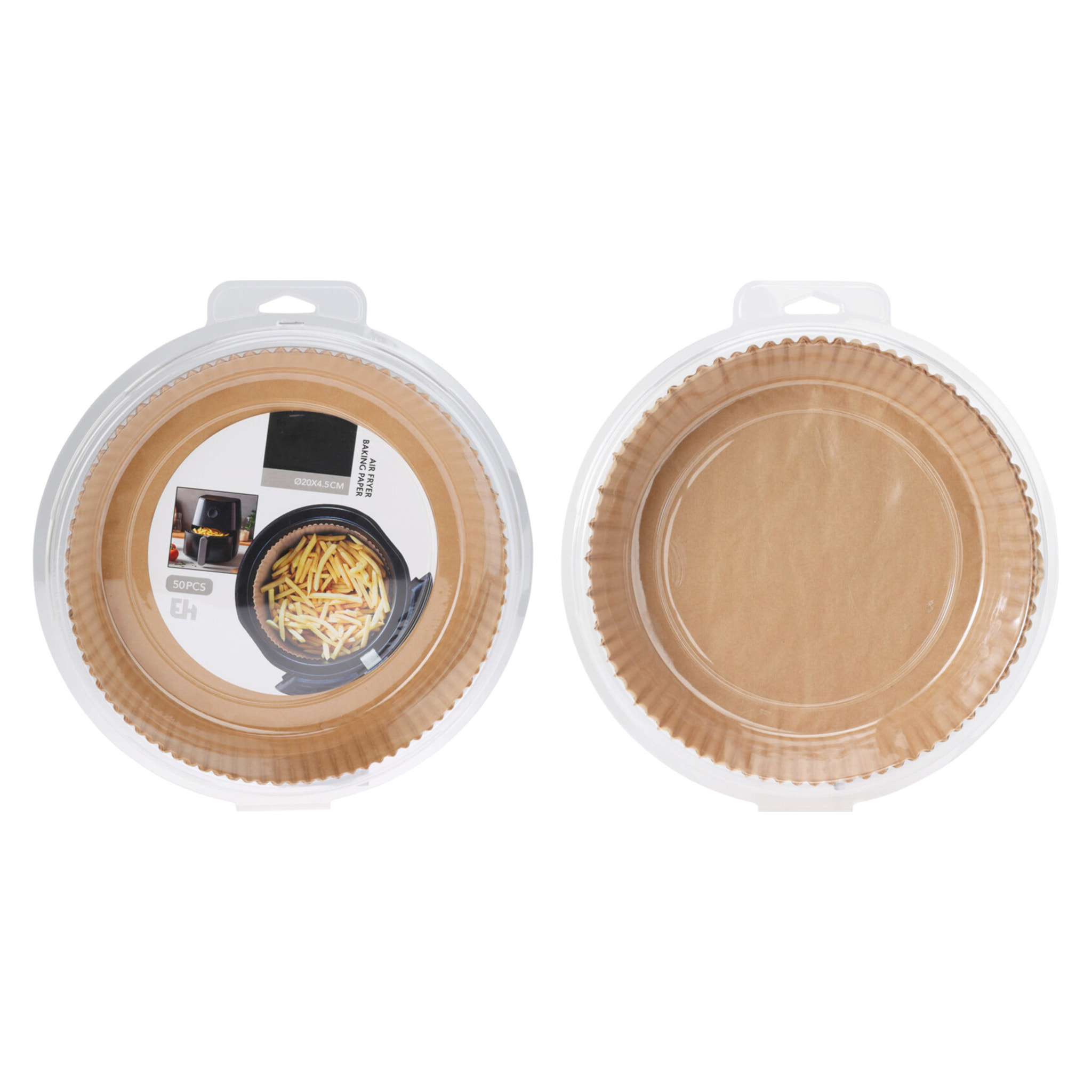 Juego de 50 papel para hornear airfryer con aceite de silicona - diámetro 20x4,5cm - peso 114g