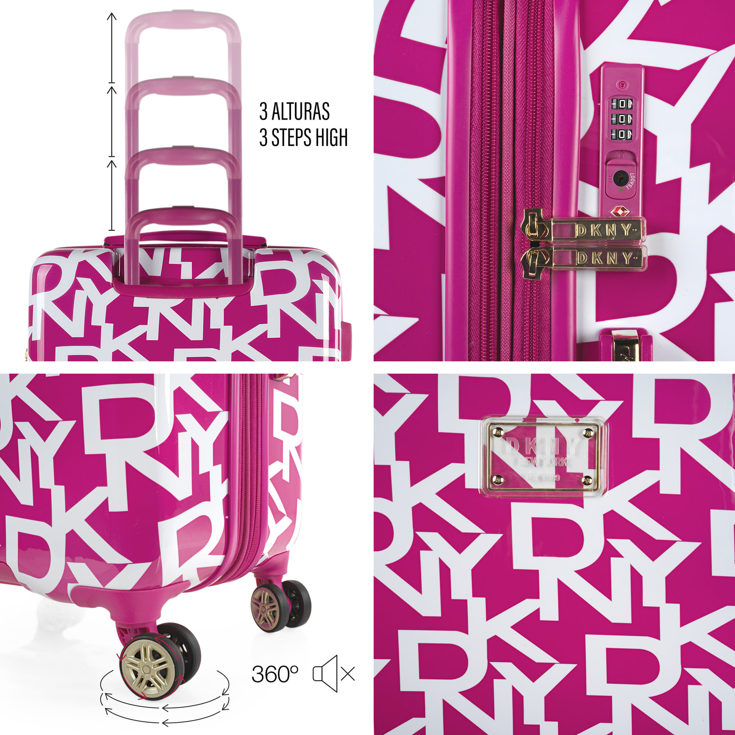 Juego De Maletas Pc Dkny Dkny-626 Signature Hardside Magenta