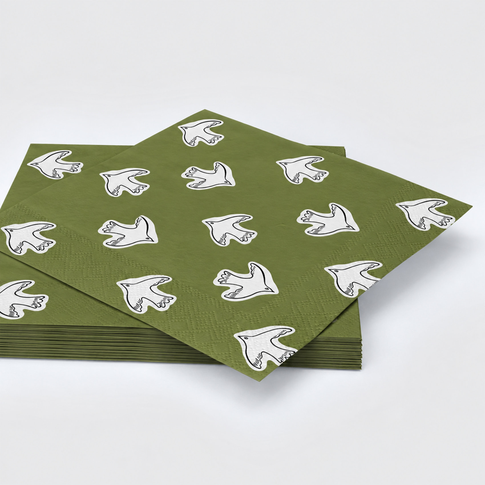 Lot de 20 serviettes en papier motif oiseaux - Kaki