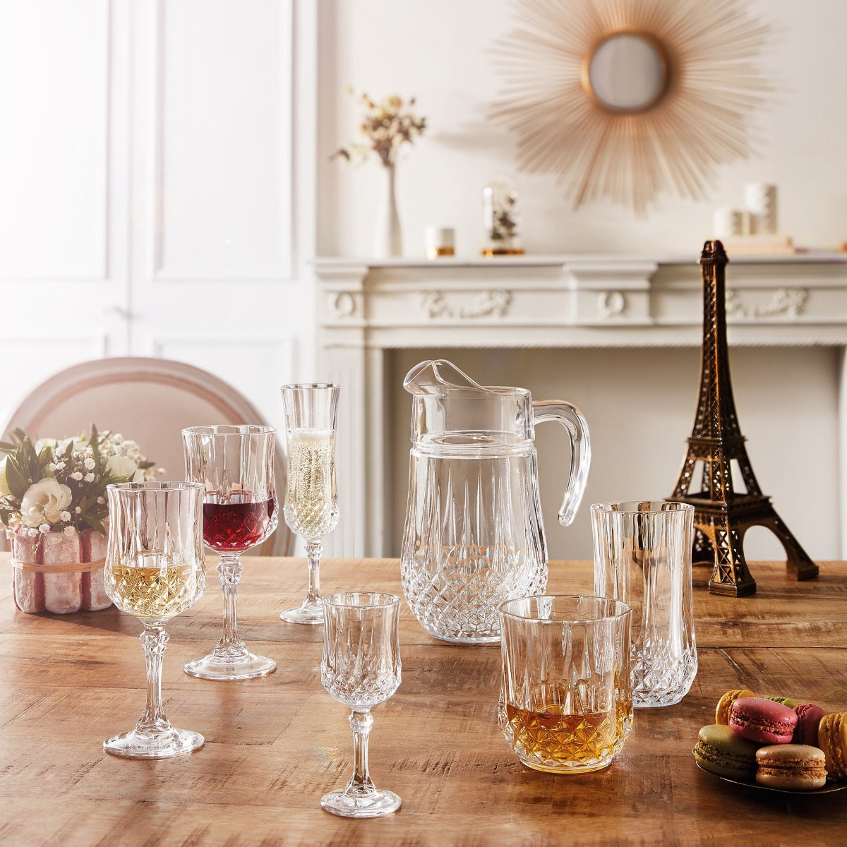 4 verres à pied 25 cl Longchamp- Cristal d'Arques