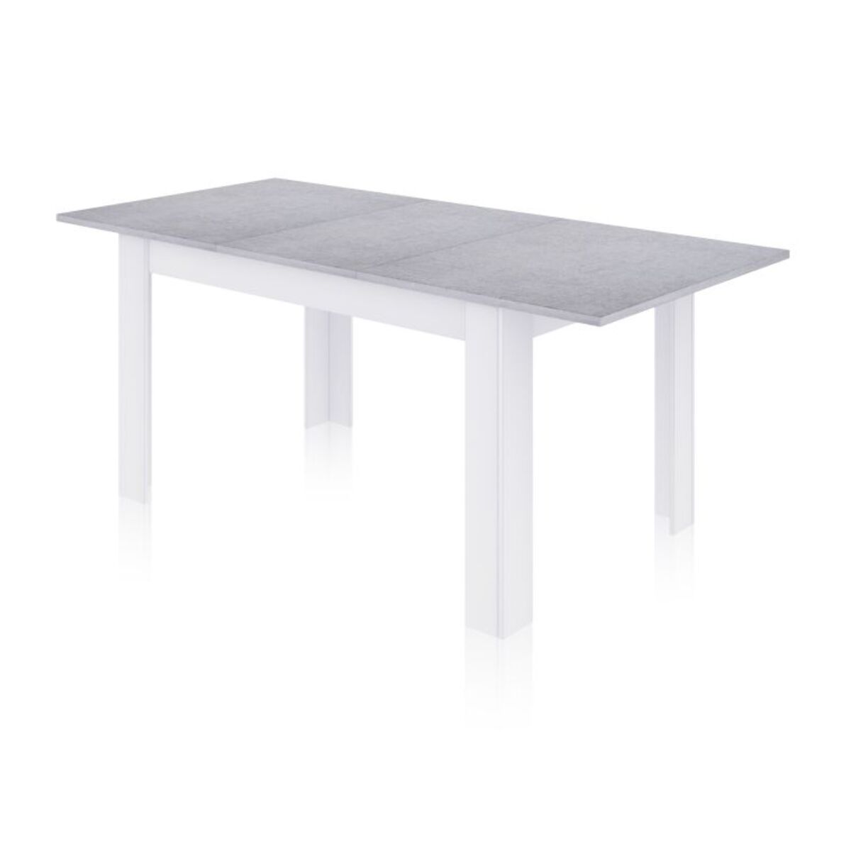 Mesa de comedor extensible Danna 140 Blanco Artik (Blanco Mate) - Gris Cemento