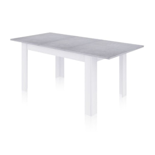 Mesa de comedor extensible Danna 140 Blanco Artik (Blanco Mate) - Gris Cemento