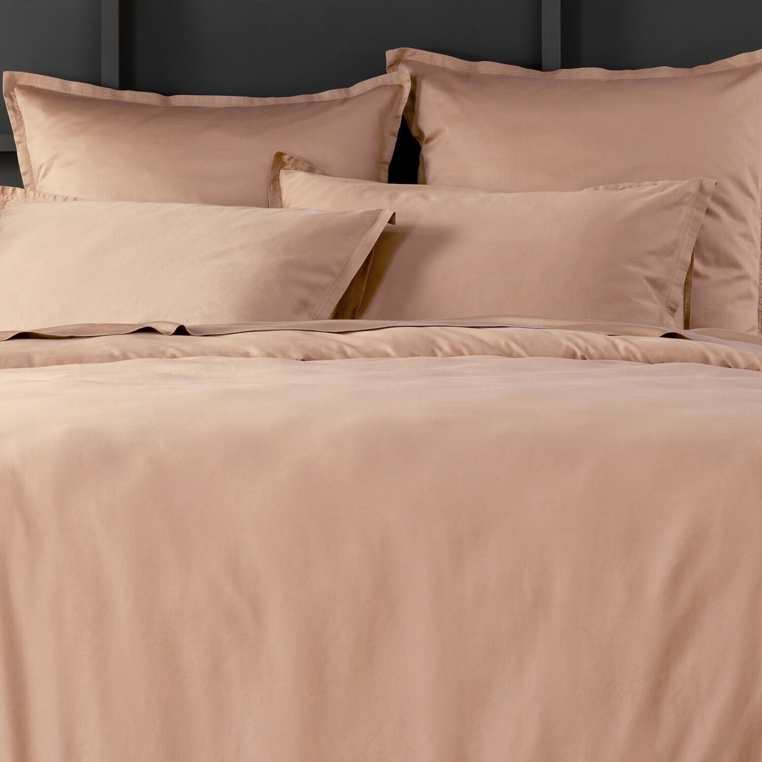 Paire de taies d'oreiller 100% satin de coton lavé 105 fils rose