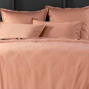 Paire de taies d'oreiller 100% satin de coton lavé 105 fils rose