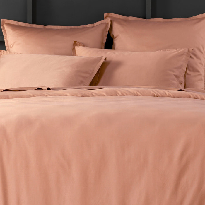 Paire de taies d'oreiller 100% satin de coton lavé 105 fils rose