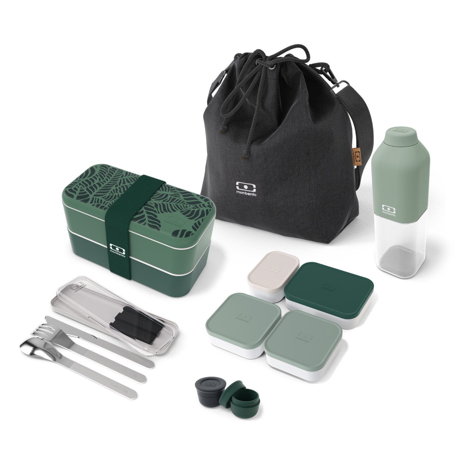 Set repas lunch box 2 étages 1L + Accessoires