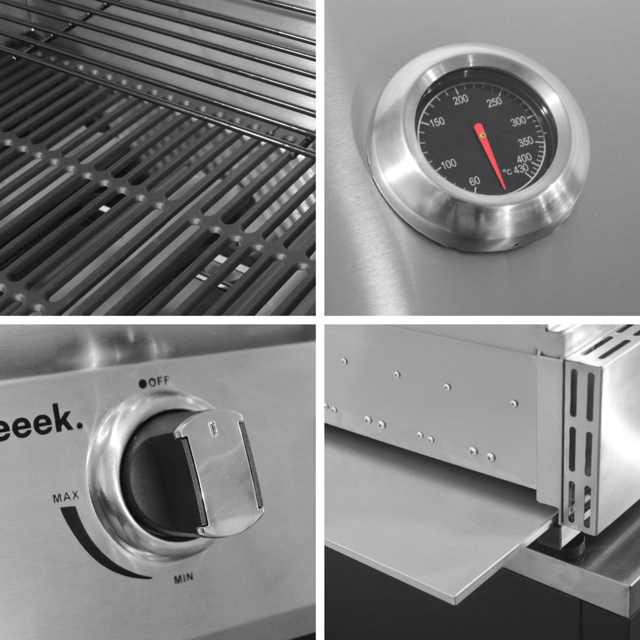 Barbecue à gaz avec 4 brûleurs à poser avec récupérateur de graisse