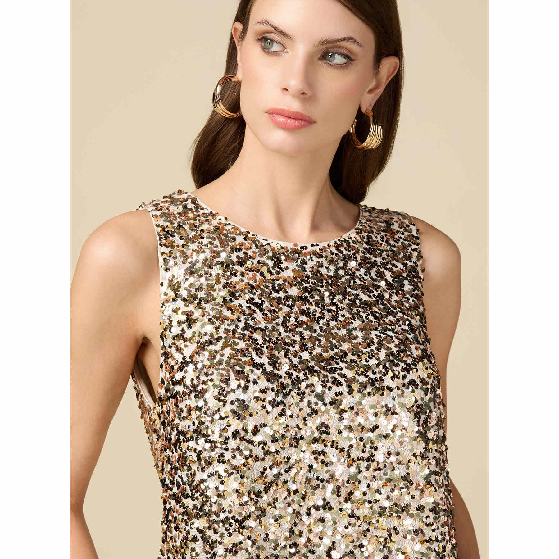 Oltre - Top full paillettes - Oro