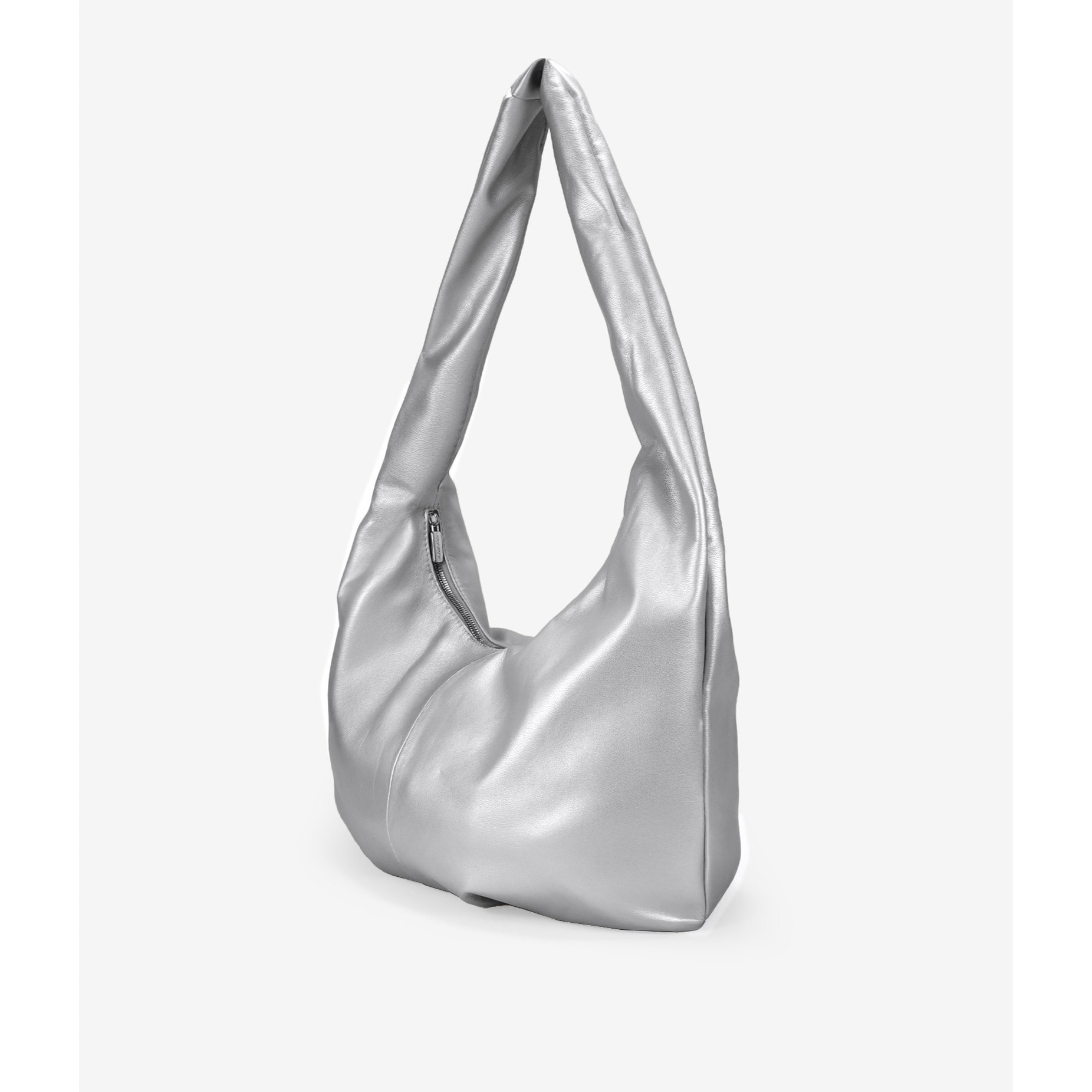 Bolso bandolera plateado grande y blando