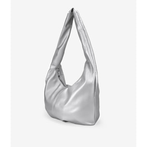 Bolso bandolera plateado grande y blando