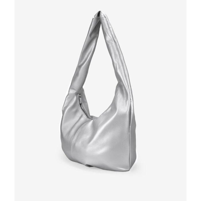 Bolso bandolera plateado grande y blando