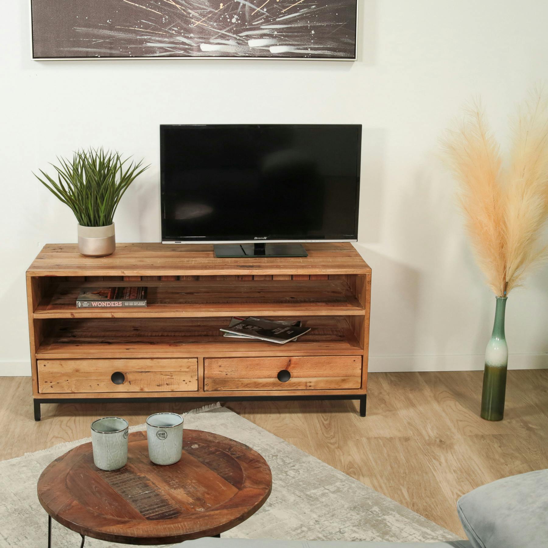 Meuble TV 120 cm bois recyclé CANBERRA