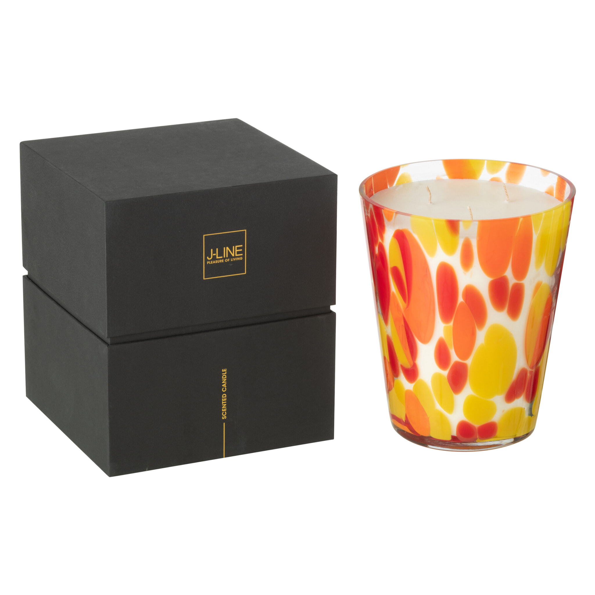 J-Line bougie parfumée Noa - rouge/jaune - large - 95H