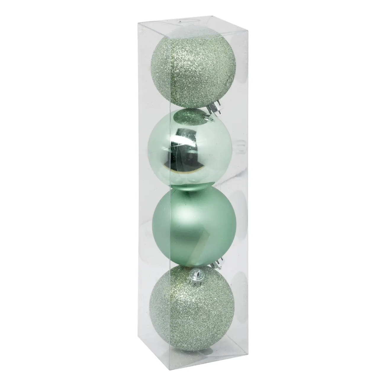 Boule de Noël plastique 80mm x4 vert amande