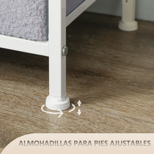 Cómoda con 9 Cajones Tapizado en Borreguito Cajonera de Tela con Estructura de Acero Cómoda para Dormitorio Pasillo Gris