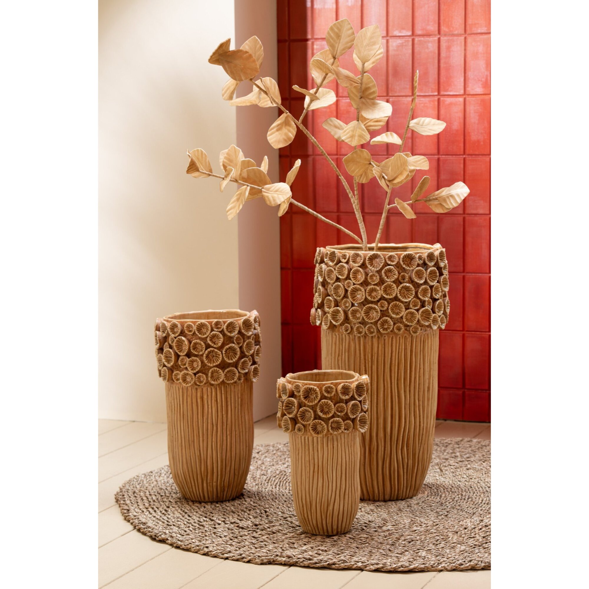 J-Line vase Corail Haut - céramique - ocre - medium - 41 cm de hauteur