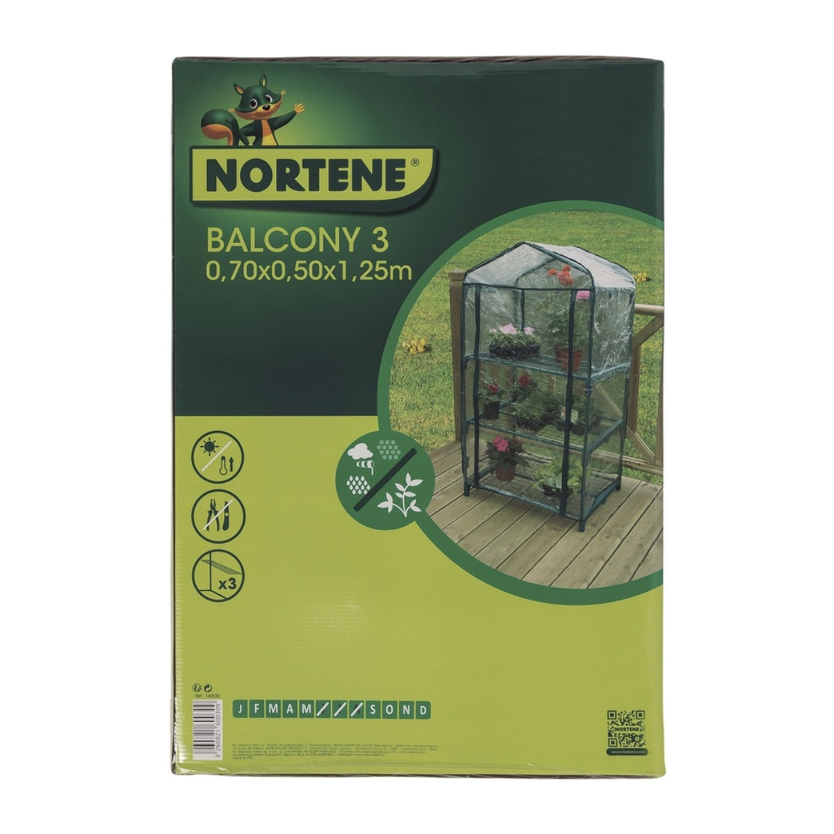 Invernadero De Balcon Balcony 3 1.25x0.7x0.5 M Verde