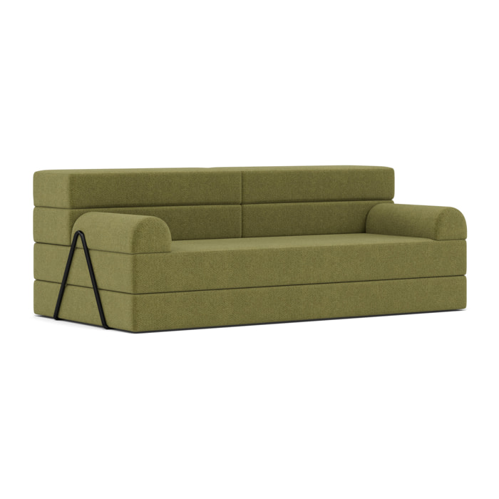 Astral - Canapé 3 places convertible en velours texturé - Vert