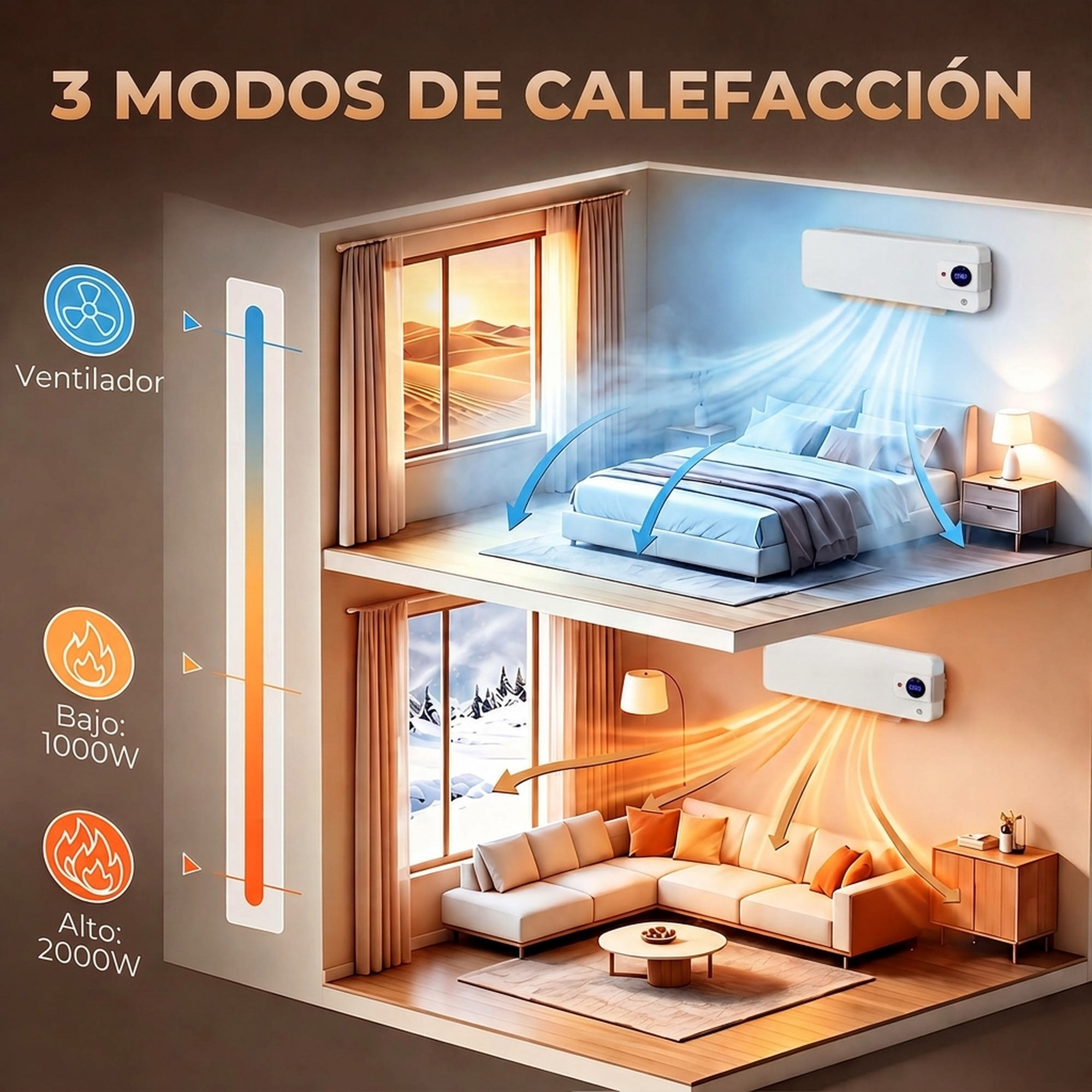 HOMCOM Calefactor Eléctrico Cerámico de Pared, 2000W, con WiFi App, 3 Modos, Pantalla LED, Termostato Regulable, Temporizador 24h, Oscilación, Mando a Distancia y Detección de Ventanas Abiertas