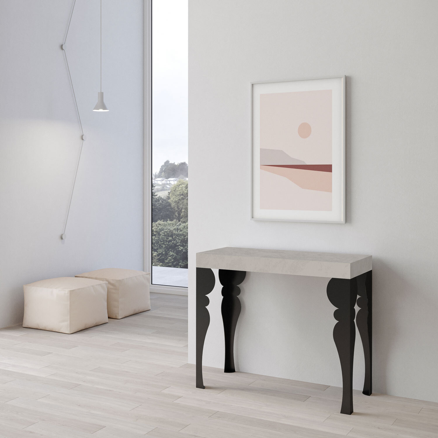 Consolle allungabile 90x40/300 cm Paxon Cashmere telaio Antracite