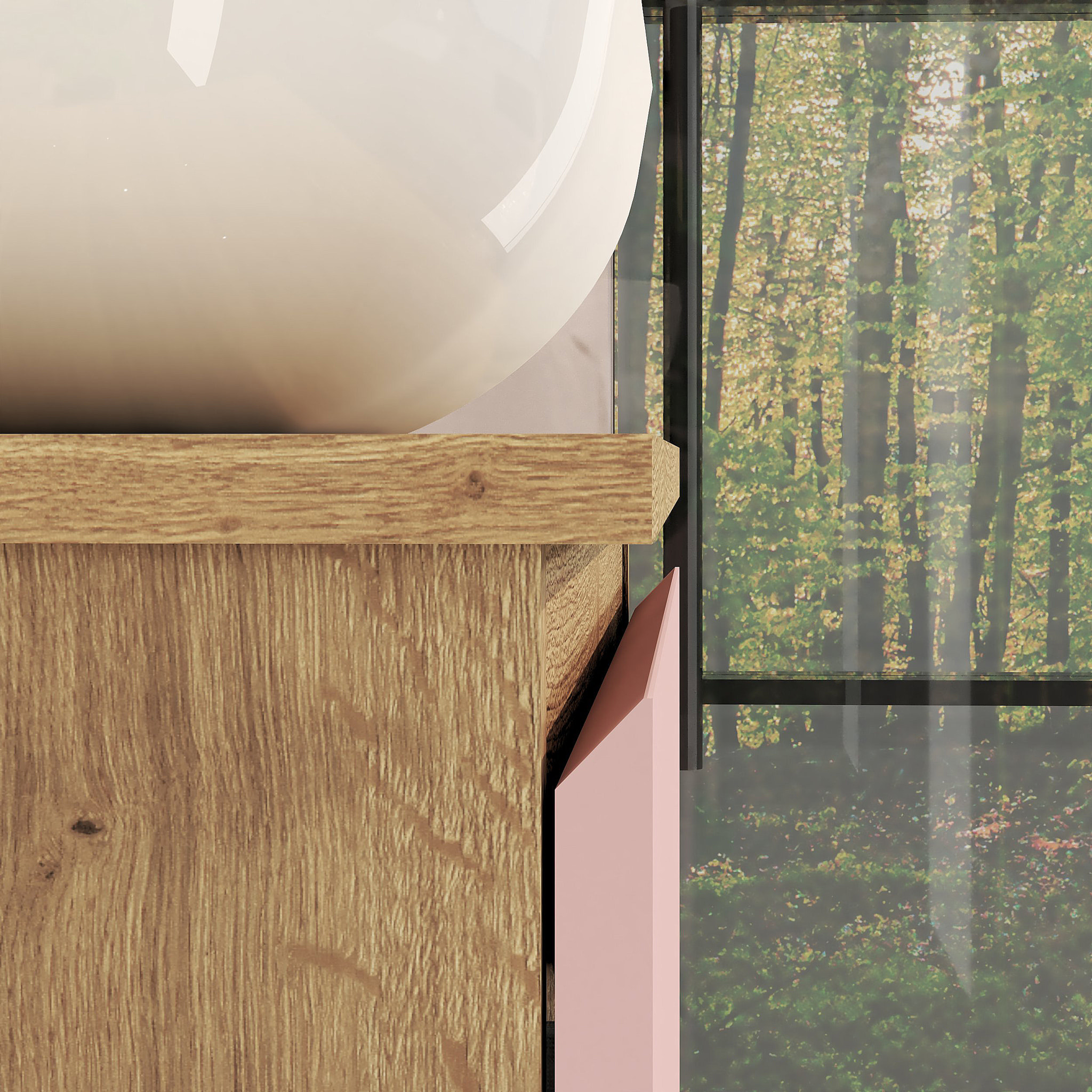 Ensemble de Salle de Bain Nia | Meuble Suspendu | 60 cm Rose | Deux Tiroirs |Lavabo sur Plan | Miroir non inclus | Meuble Monté | Alday