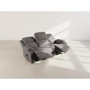 Armand - Canapé 3 places relax électrique en velours côtelé - Gris