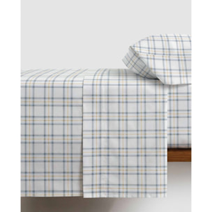 Set di lenzuola in cotone a quadri fre azzurro chiaro