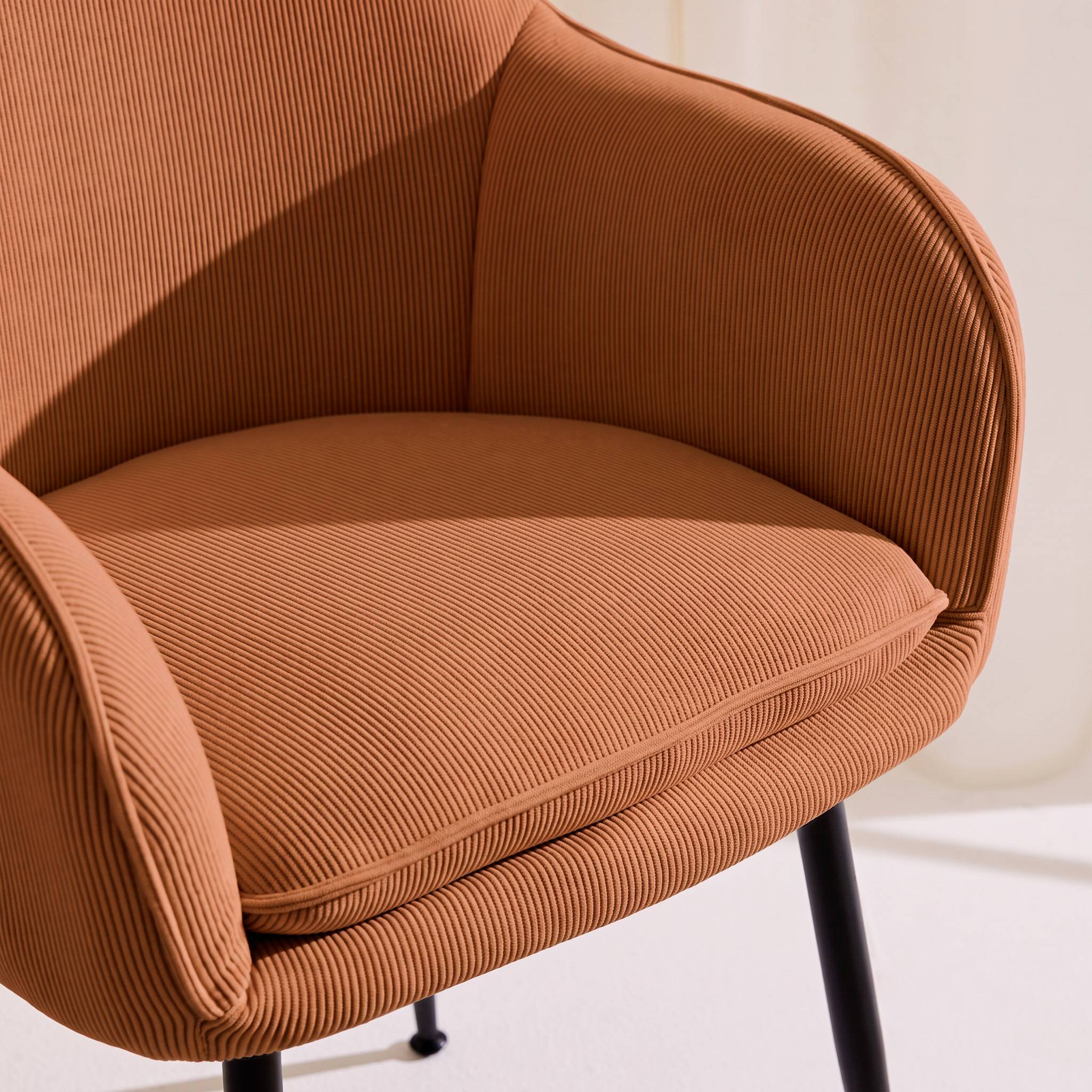 Fauteuil velours côtelé et pieds métal (lot de 4) SHELLA