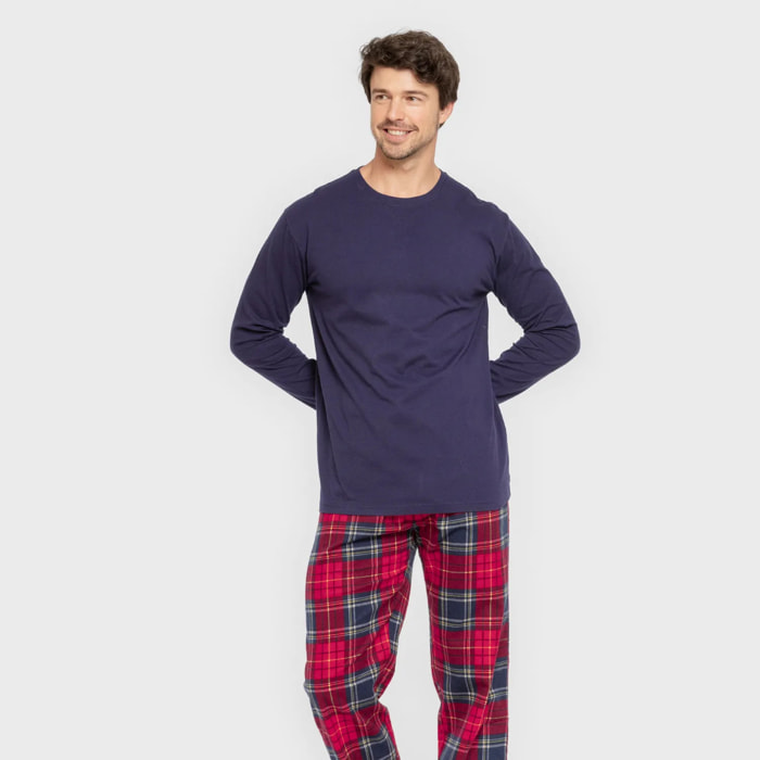 Pigiama uomo in flanella cuadro bilbo blu navy