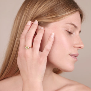 Anello Solitario Marquise con Cubic Zirconia Gialla