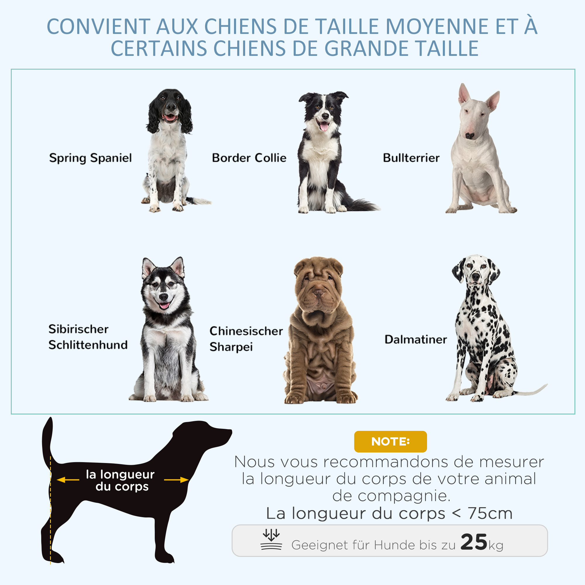 Cage pour chien animaux cage de transport sur roulettes pliable 3 portes verrouillables plateau amovible acier noir